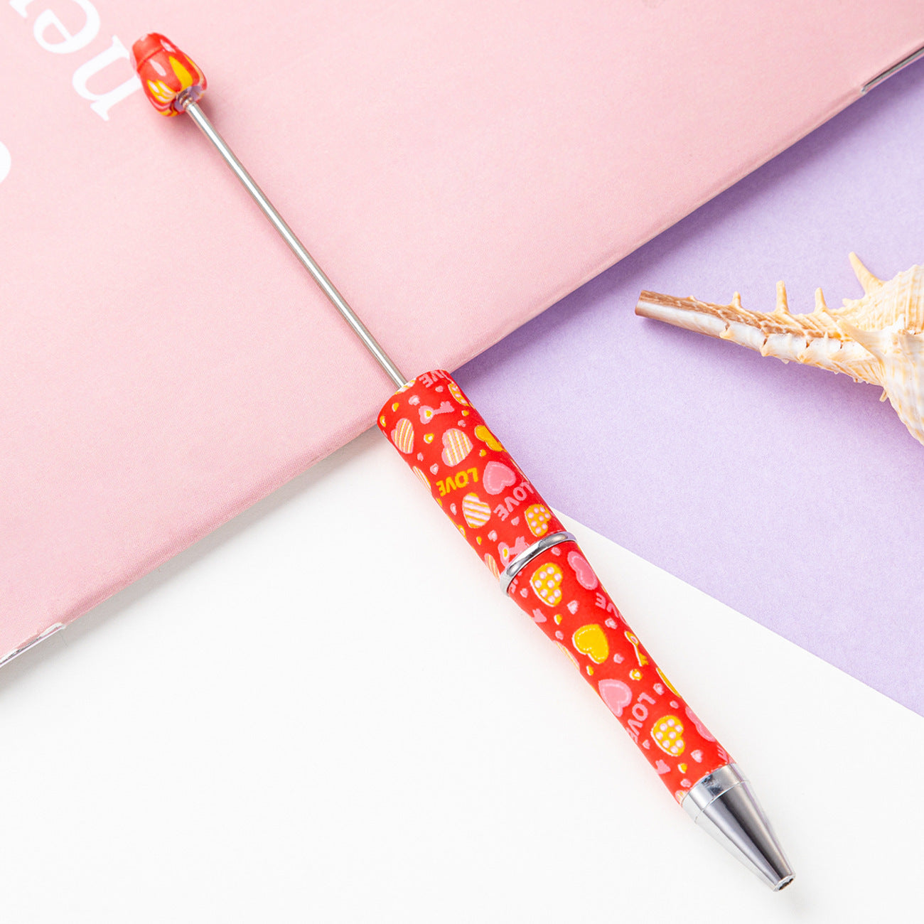 16-Color DIY Valentine's Day love bead pen, creative handmade, printed multi-color beaded ballpoint pen