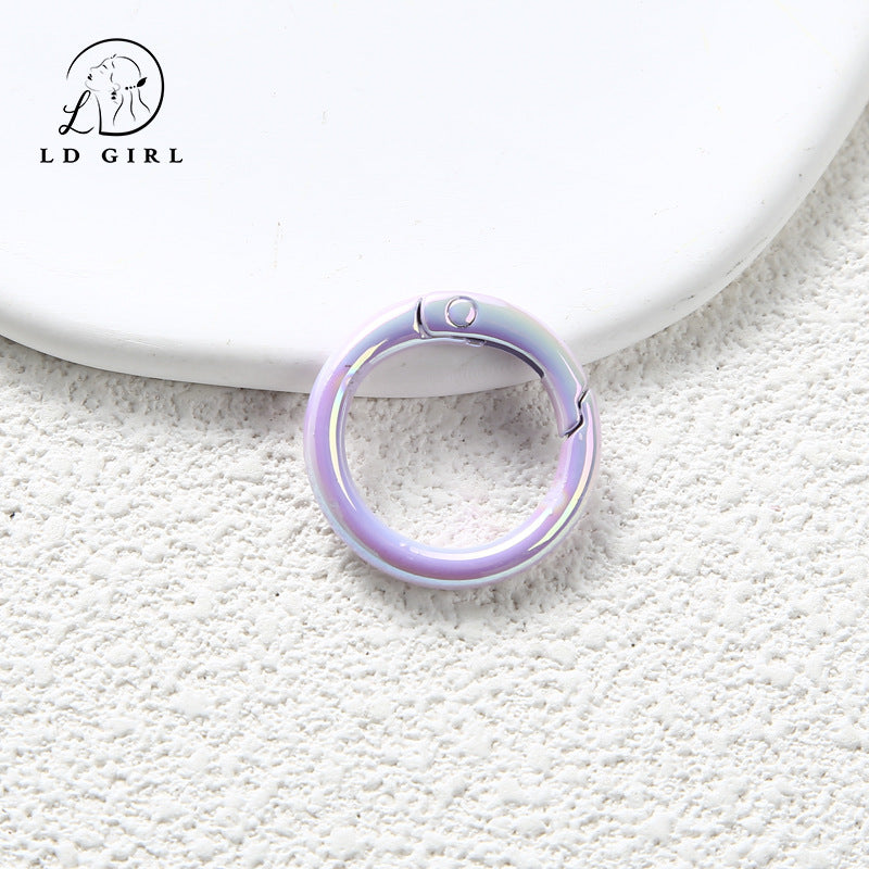 A Color electroplated spring buckle, paint zinc alloy, spring ring, round buckle, jewelry accessories, DIY handmade spring buckle