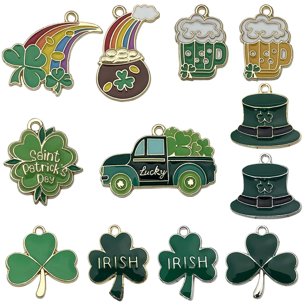 NO.15-2 Green gold plated enamel charm metal, alloy