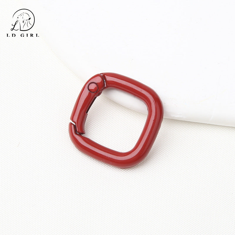 A colored paint, square spring buckle, DIY alloy jewelry accessories, keychain