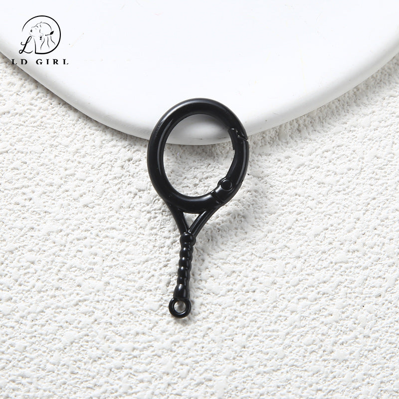 A Tennis racket spring buckle, open ring, spring ring, badminton racket keychain, DIY accessory buckle