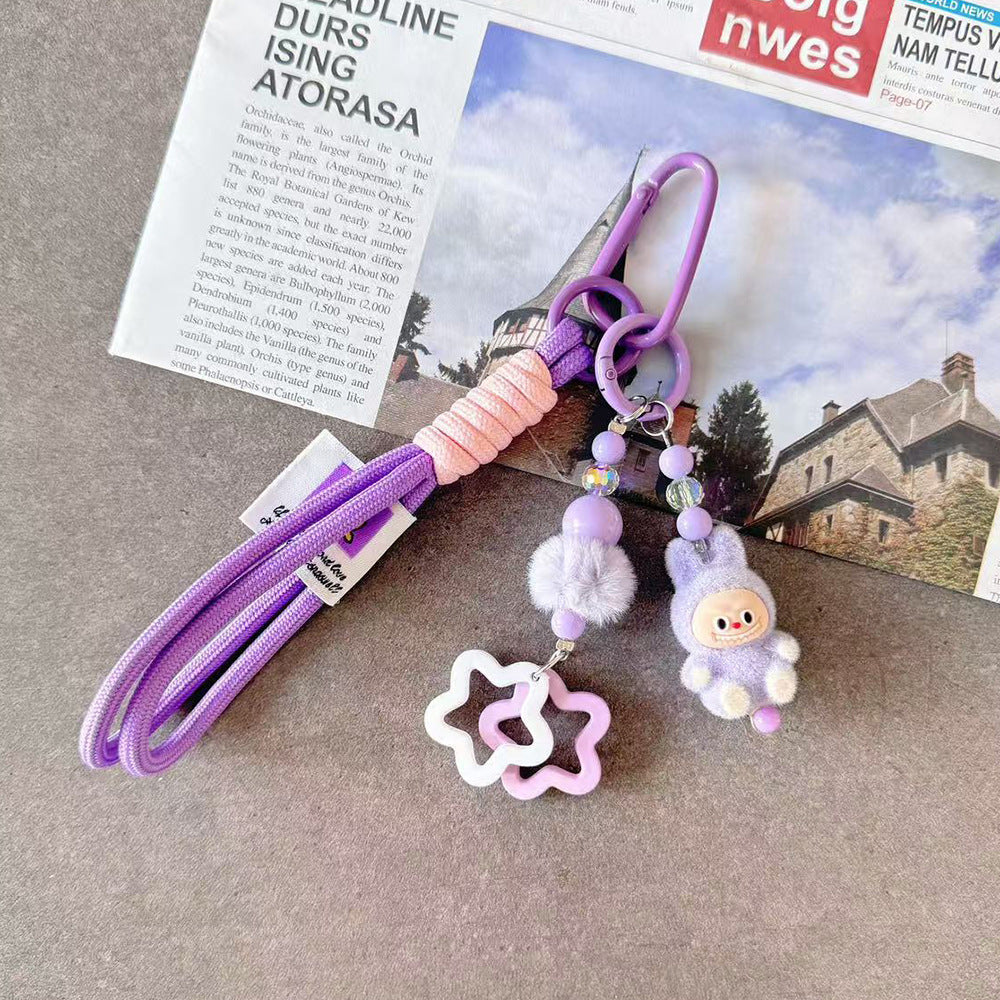 B1 new flocking doll cartoon mobile phone chain/plush mobile phone pendant