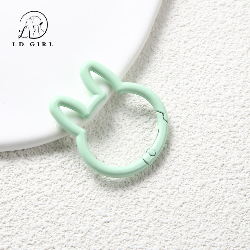A large rabbit spring buckle, open ring, colorful spring ring