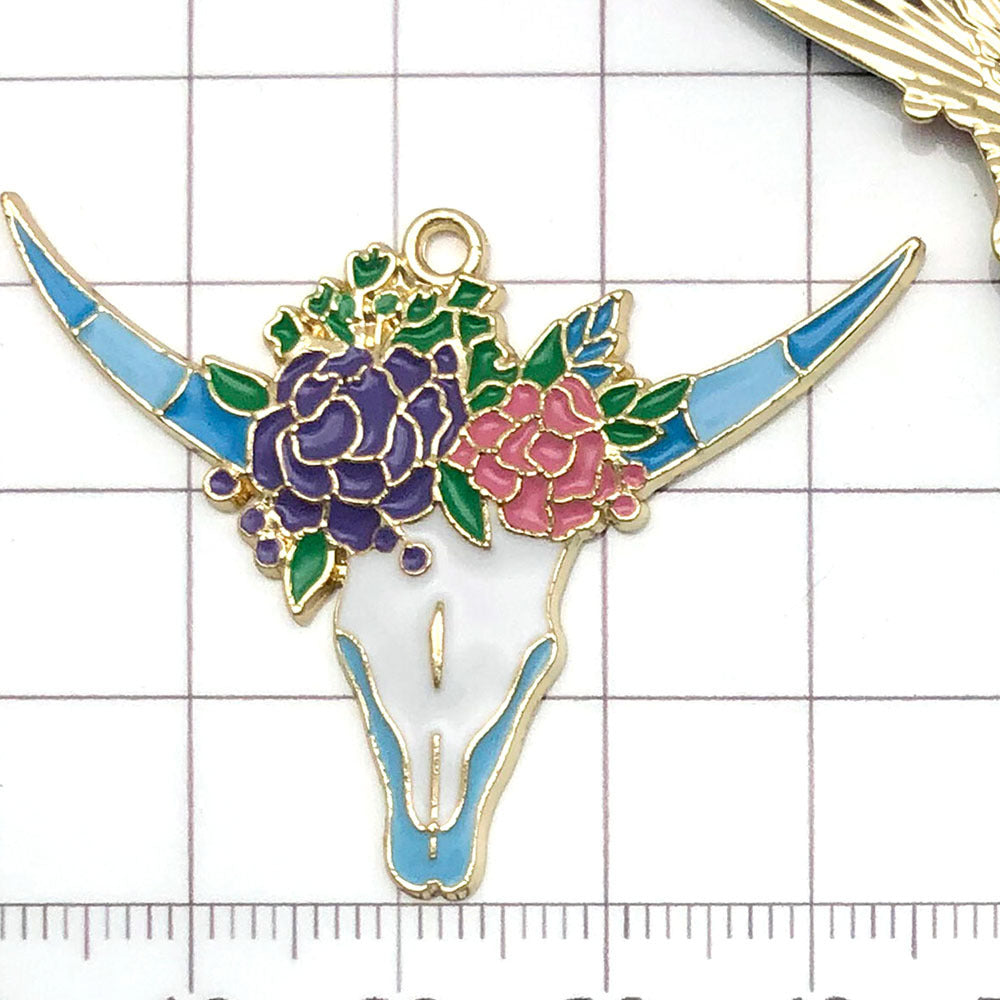 NO.14-2 Flower bull head  charm metal, alloy