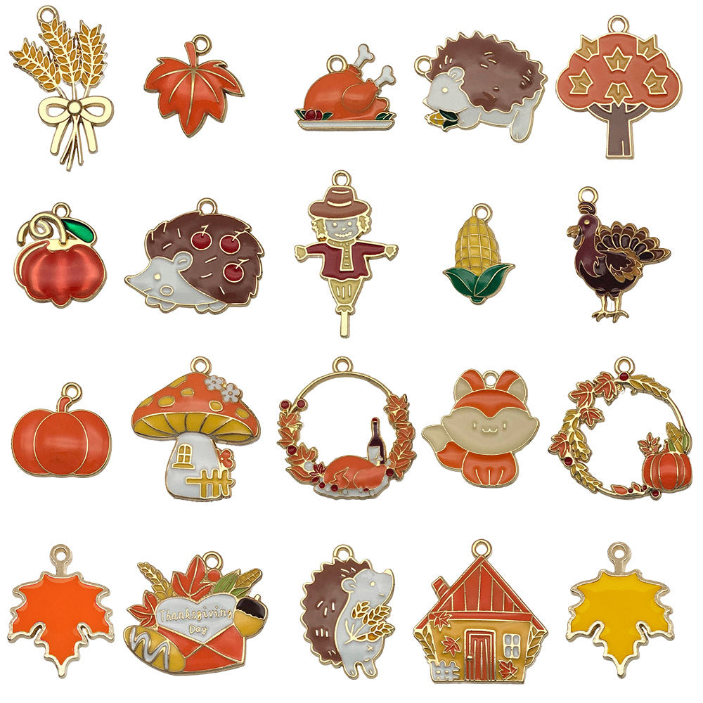 Thanksgiving series gold plated enamel charm metal alloy