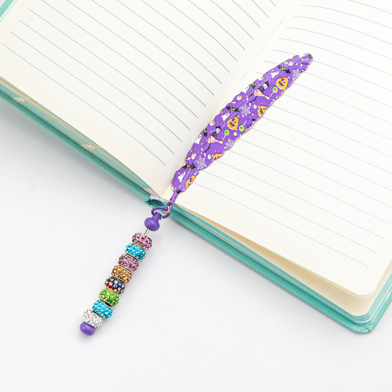 New DIY beaded feather bookmark, Christmas and Halloween metal bookmark, book page clip pendant.