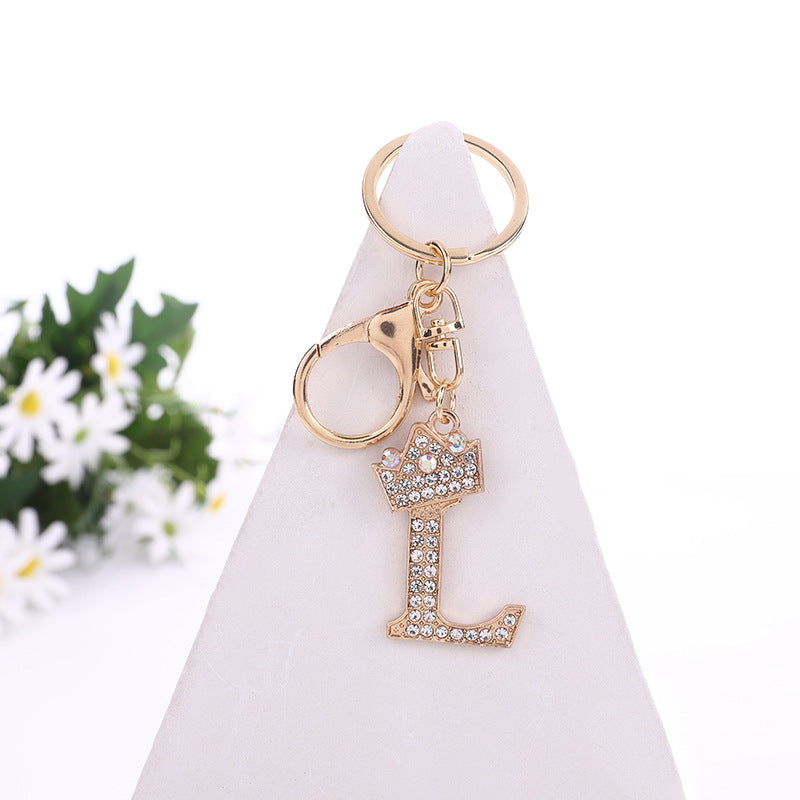 Metal Diamond letter keychain, premium key ring, rhinestone backpack charm
