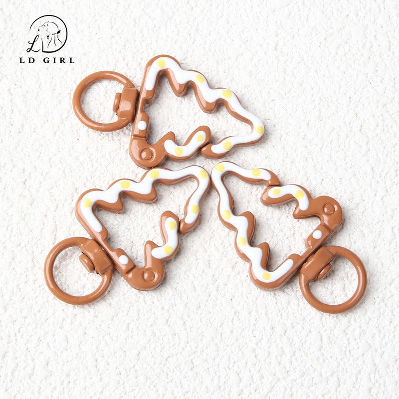 A Painted hand-painted Christmas tree spring buckle, round opening ring, tree spring buckle, DIY jewelry accessories, connecting ring