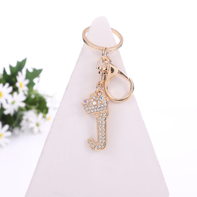 Metal Diamond letter keychain, premium key ring, rhinestone backpack charm