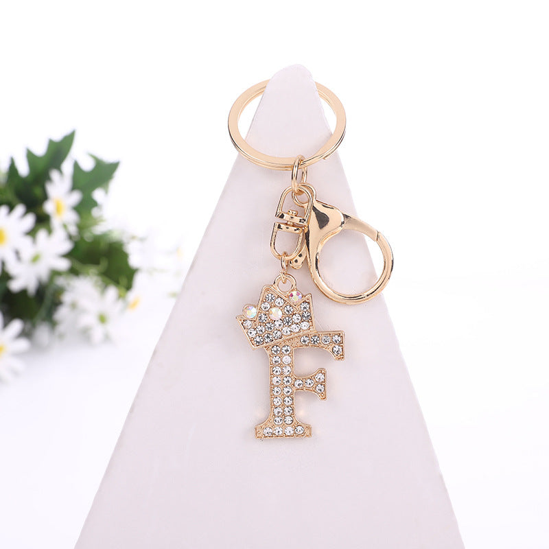 Metal Diamond letter keychain, premium key ring, rhinestone backpack charm