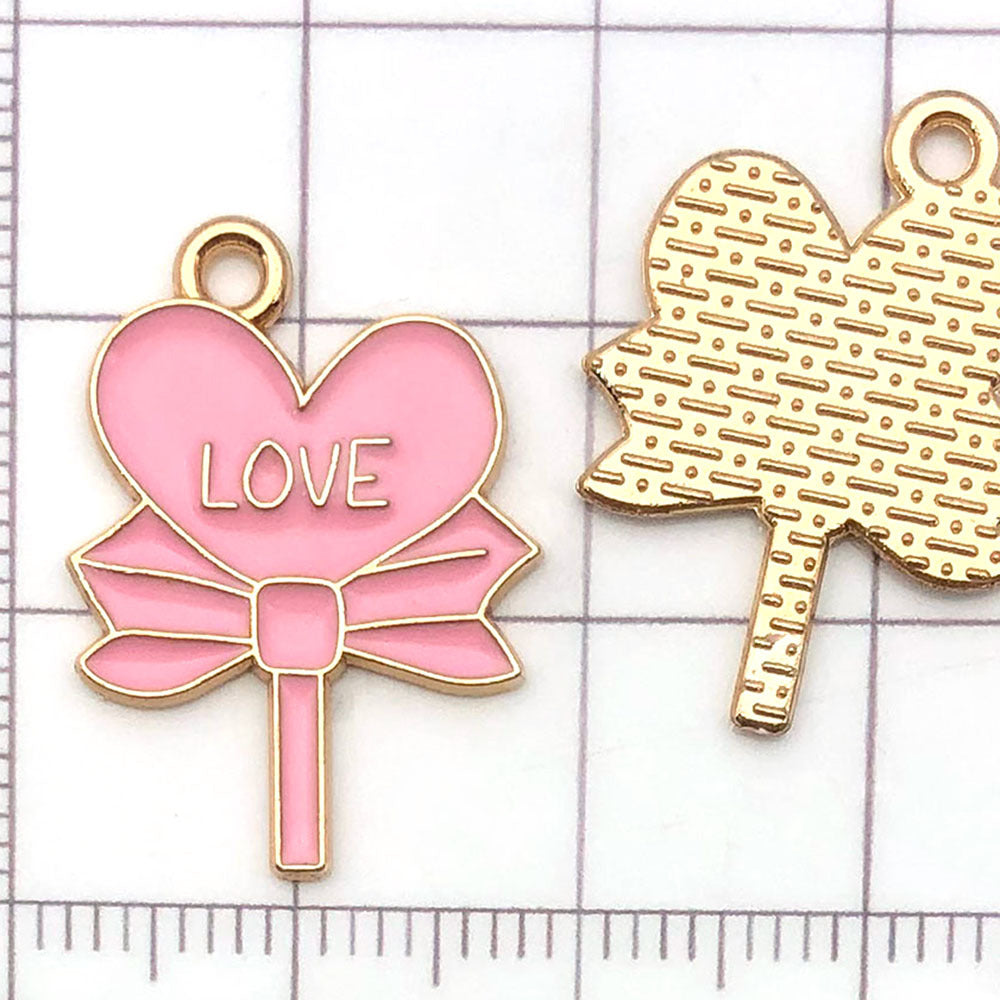 NO.20-3 Pink gold plated enamel charm