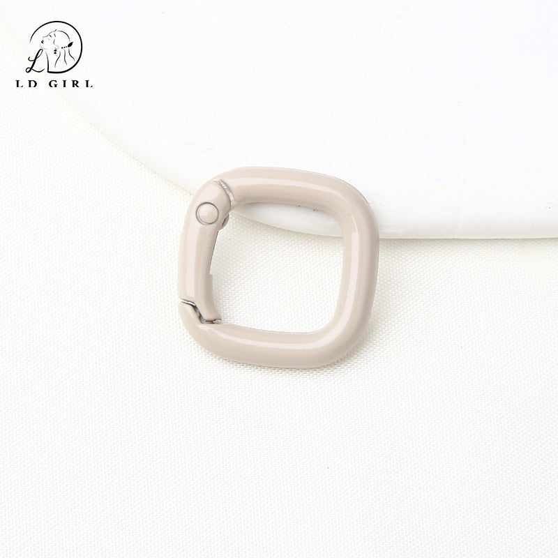 A colored paint, square spring buckle, DIY alloy jewelry accessories, keychain