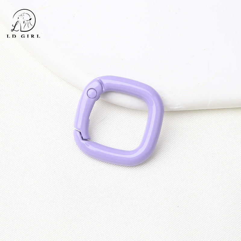 A colored paint, square spring buckle, DIY alloy jewelry accessories, keychain