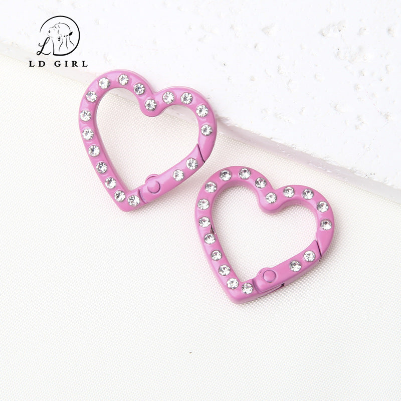 A25mm diamond set, love spring buckle, open ring, DIY jewelry accessories