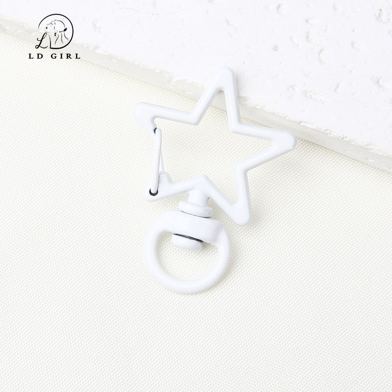 A pentagram spring buckle, colored alloy paint, keychain, DIY material