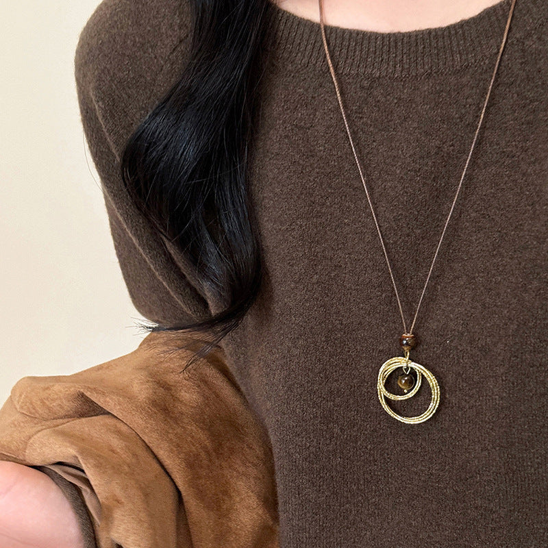 N1,Pendant necklace with long flowing chain