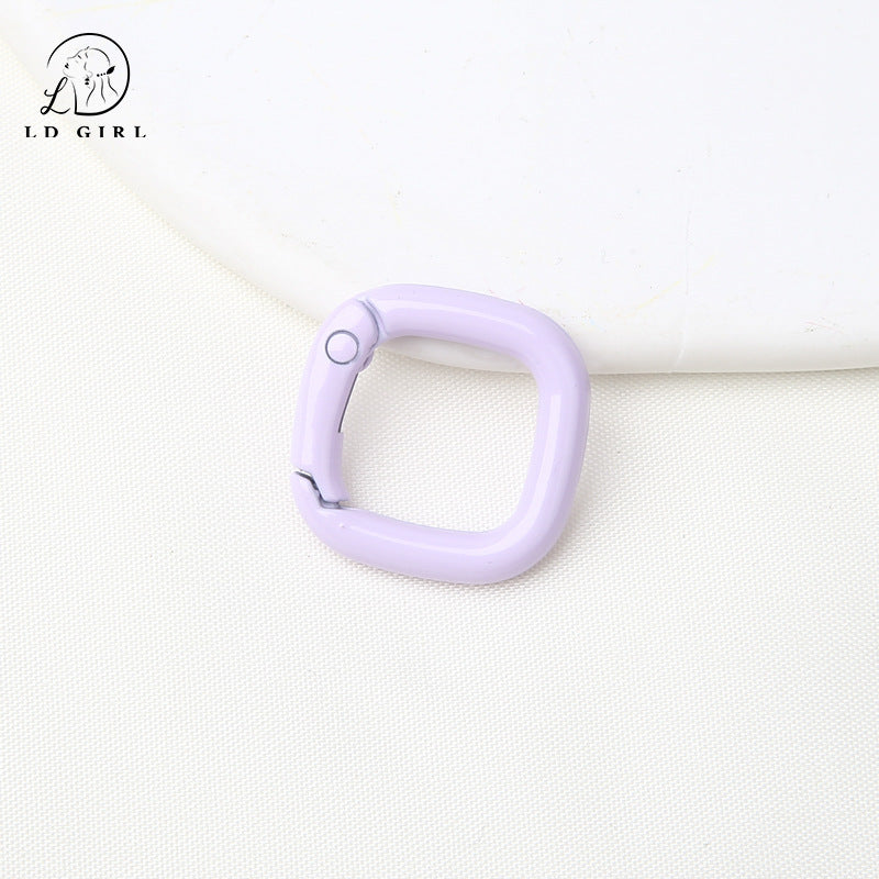 A colored paint, square spring buckle, DIY alloy jewelry accessories, keychain
