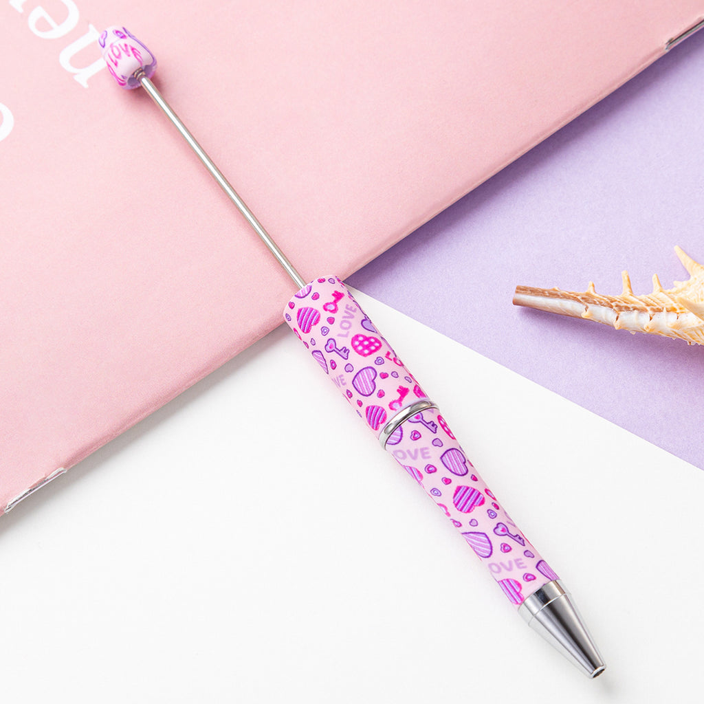 16-Color DIY Valentine's Day love bead pen, creative handmade, printed multi-color beaded ballpoint pen