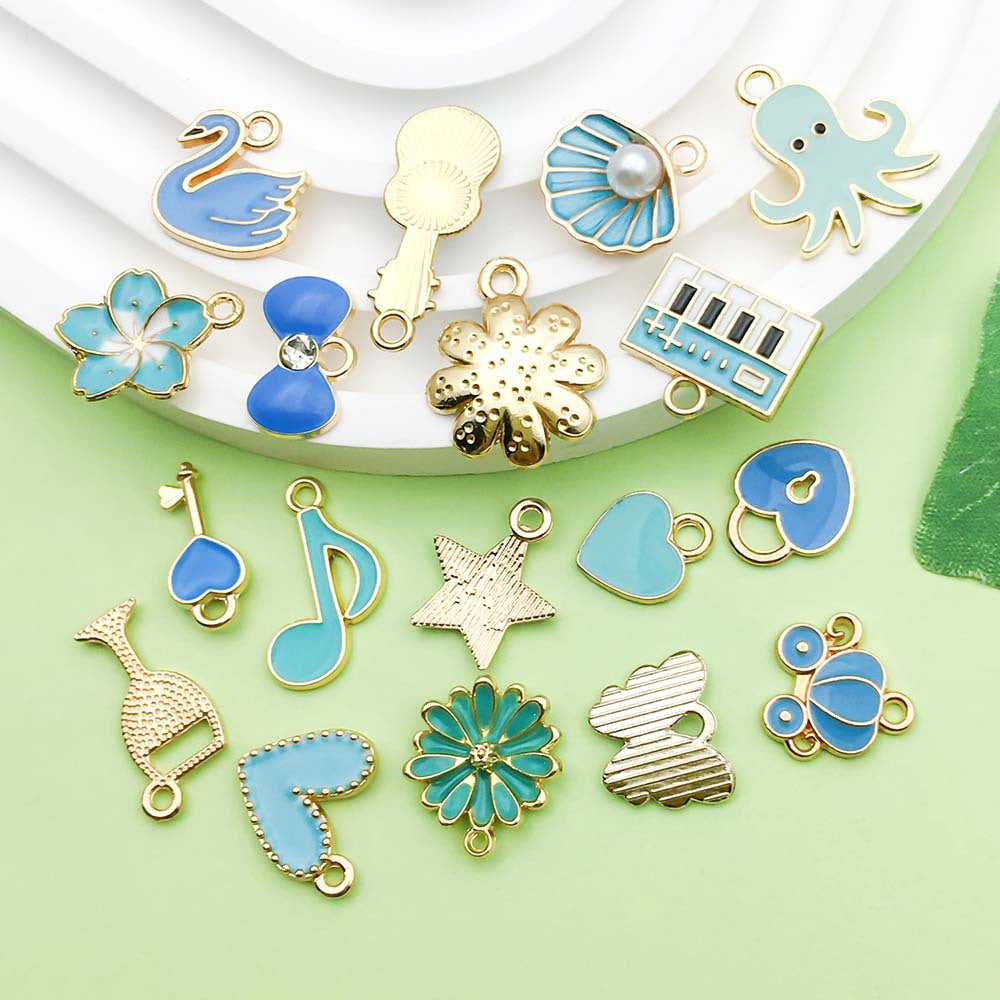 NO. 22-1 Mixed 20lake blue charm metal, alloy