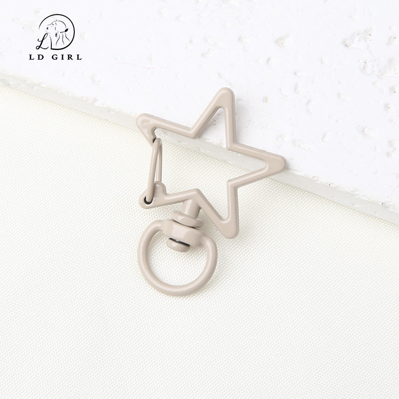 A pentagram spring buckle, colored alloy paint, keychain, DIY material