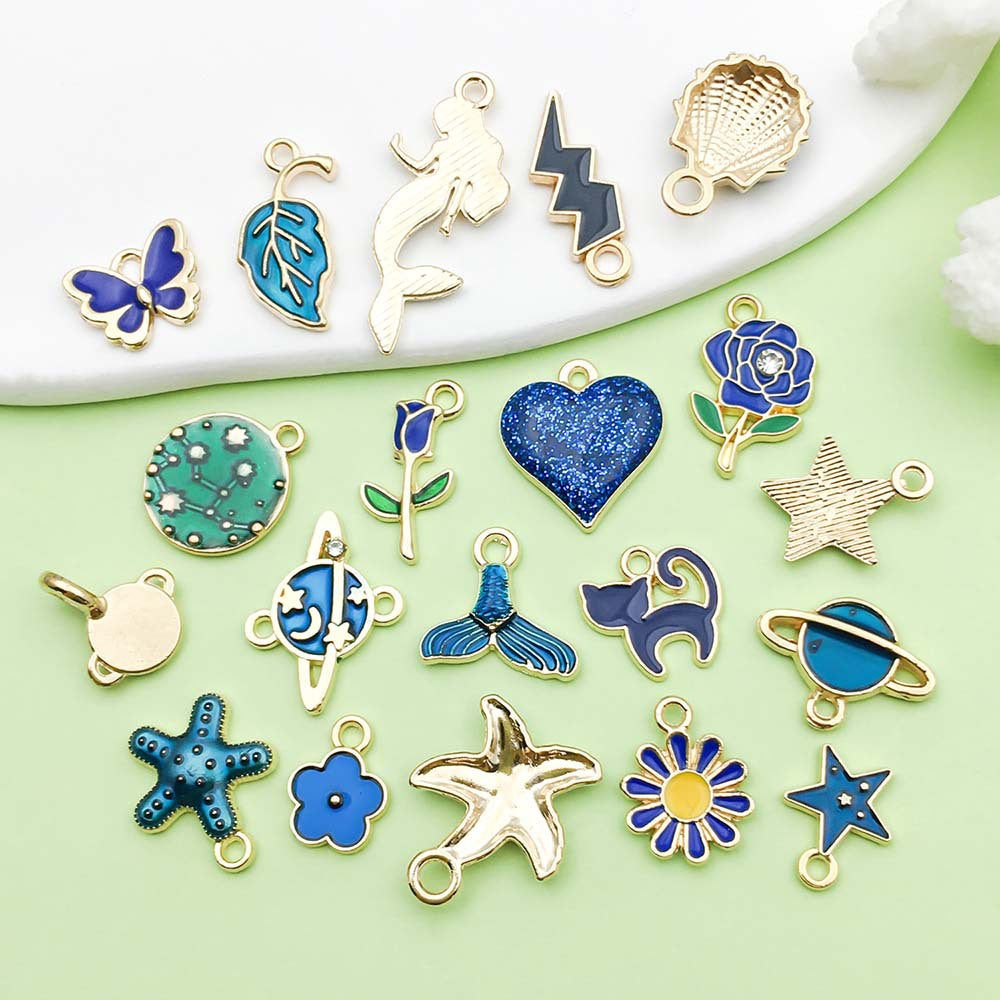 Dark blue20  assortment gold plated enamel charm  metal, alloys