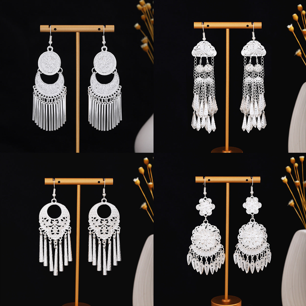E6,Miao silver earrings