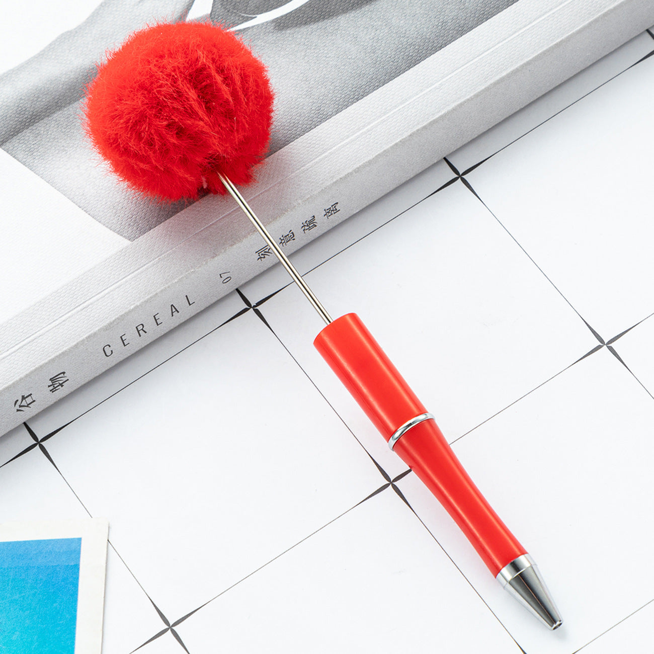 10 - color Plush beaded pen, creative DIY craft pen