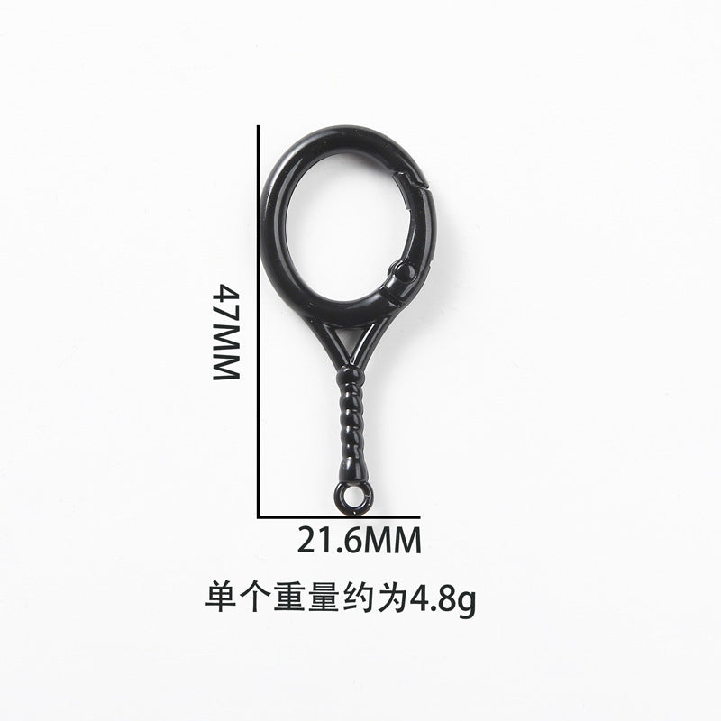 A Tennis racket spring buckle, open ring, spring ring, badminton racket keychain, DIY accessory buckle