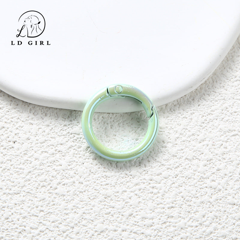 A Color electroplated spring buckle, paint zinc alloy, spring ring, round buckle, jewelry accessories, DIY handmade spring buckle