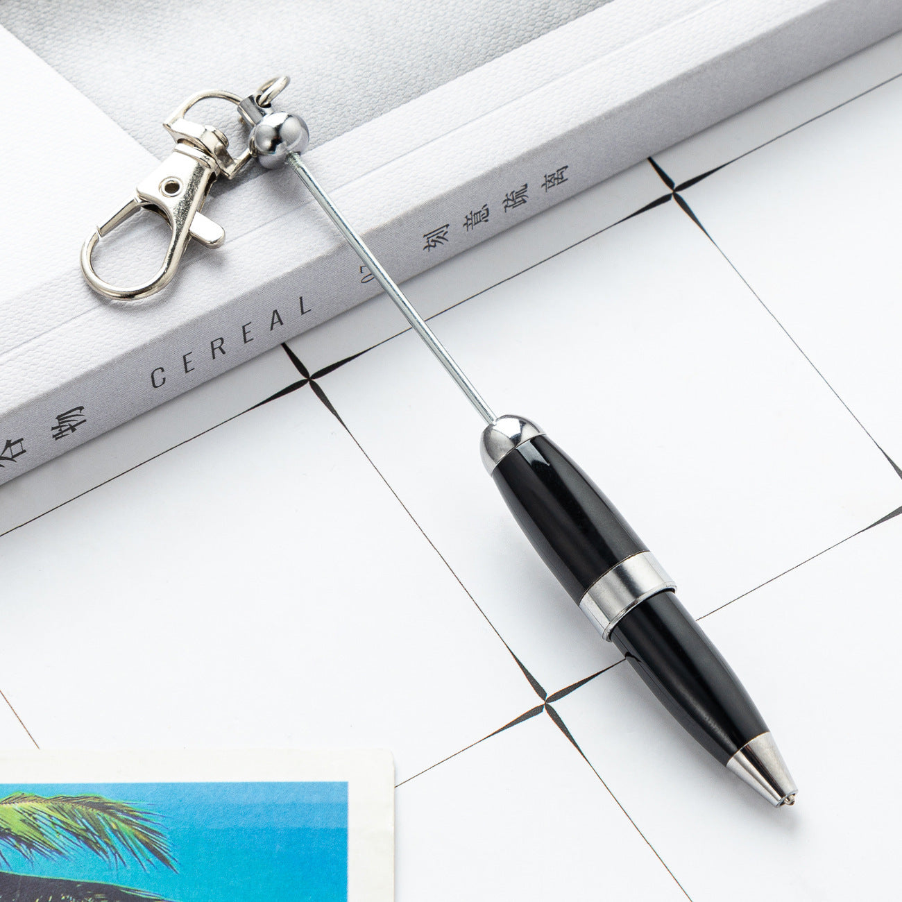 DIY beaded ballpoint pen, portable pocket pen, mini metal ballpoint pen 11.9 * 1.2cm