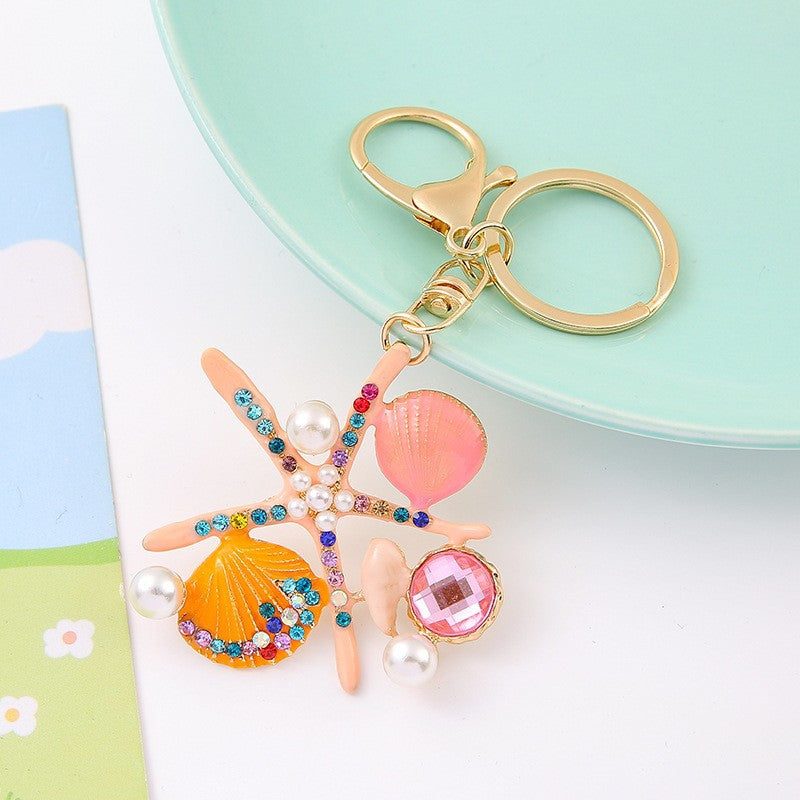 9-Type Colorful Ocean Animal Diamond Wallet Pendant Key Ring