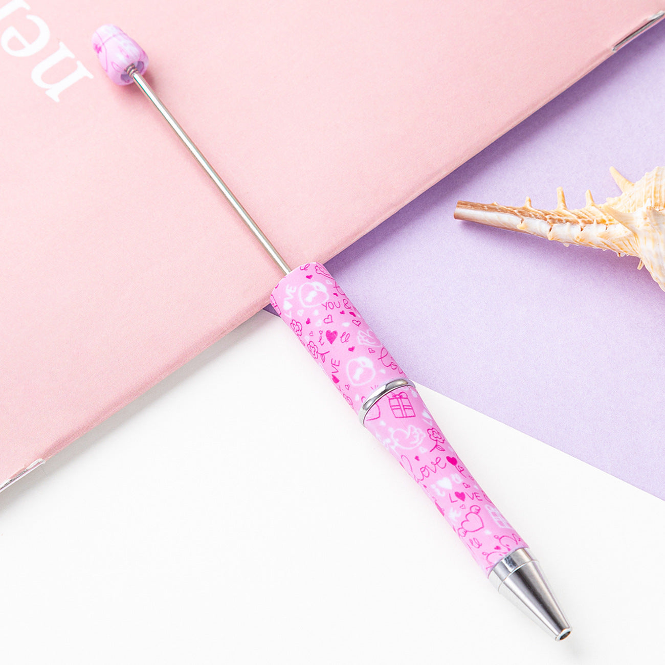 16-Color DIY Valentine's Day love bead pen, creative handmade, printed multi-color beaded ballpoint pen