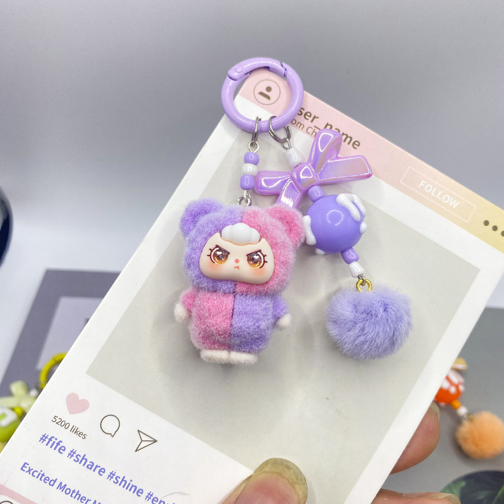 Flocking color matching, keychain pendant.