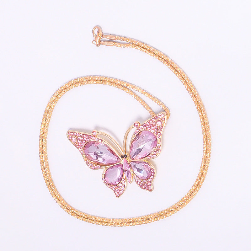 18-Color Stone Diamond Butterfly Keychain, Necklace