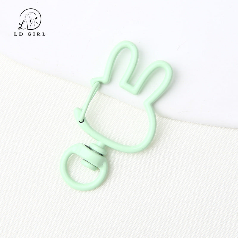 A spring buckle, universal rotation, candy-colored bunny, cat love keychain, DIY jewelry accessories.
