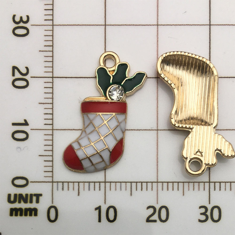 50 assorted gold plated enamel christmas charm