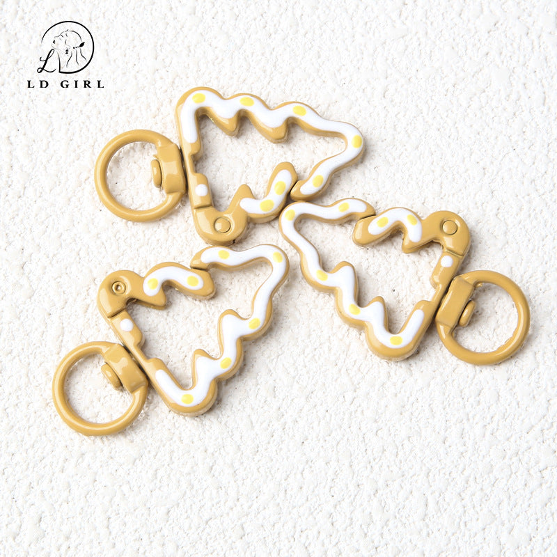 A Painted hand-painted Christmas tree spring buckle, round opening ring, tree spring buckle, DIY jewelry accessories, connecting ring