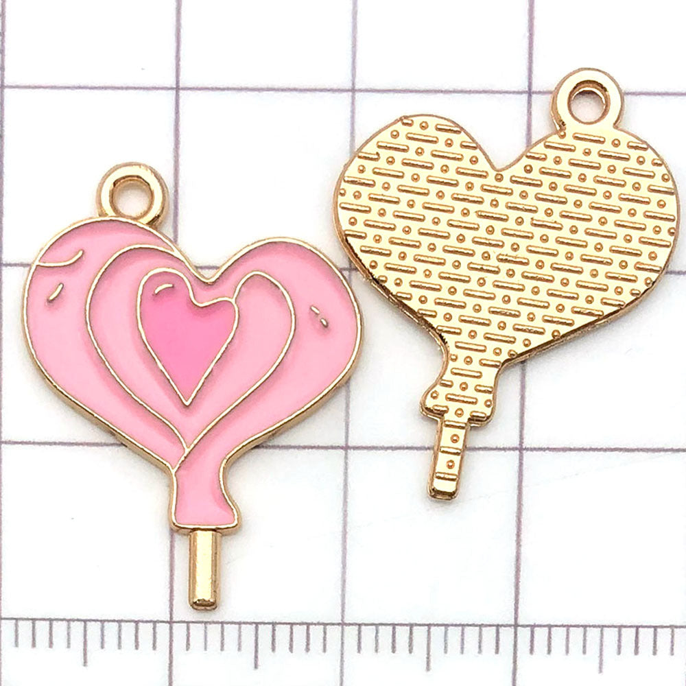 NO.20-3 Pink gold plated enamel charm