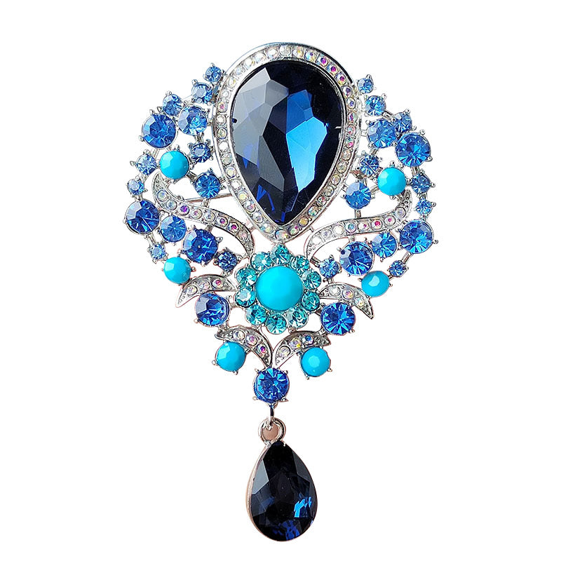6-Color Stylish Retro Crystal Brooch, Alloy Rhinestone Pin, Colored Pendant Corsage
