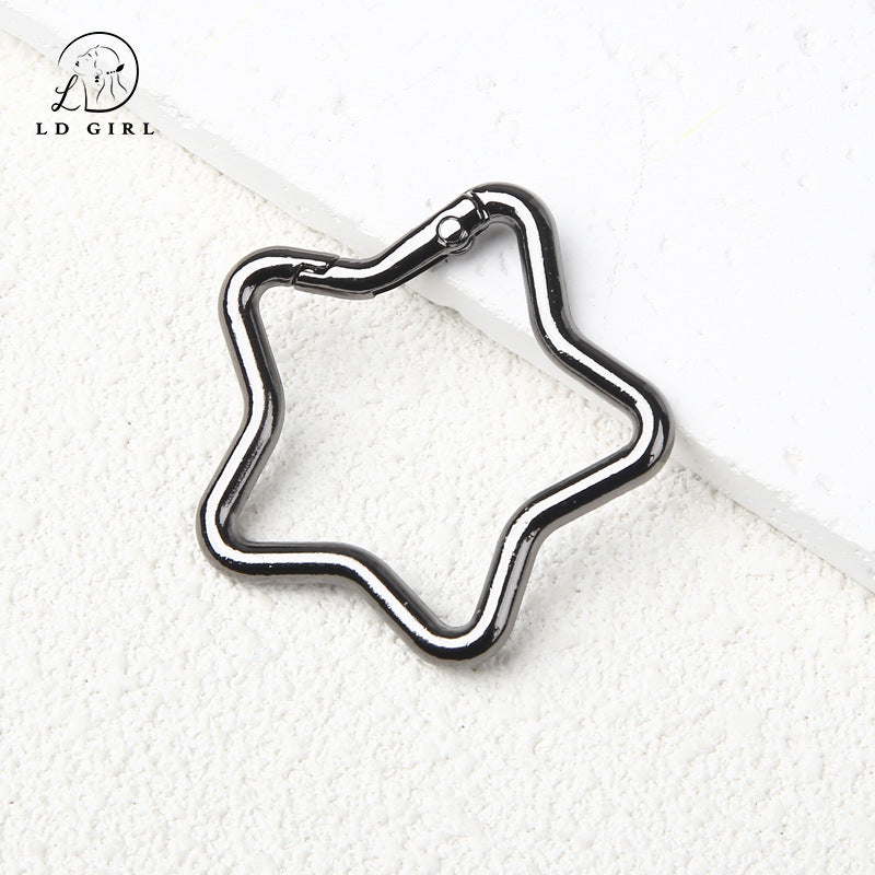 A paint alloy big heart, five-pointed star, spring ring, keychain, spring ring DIY jewelry accessories