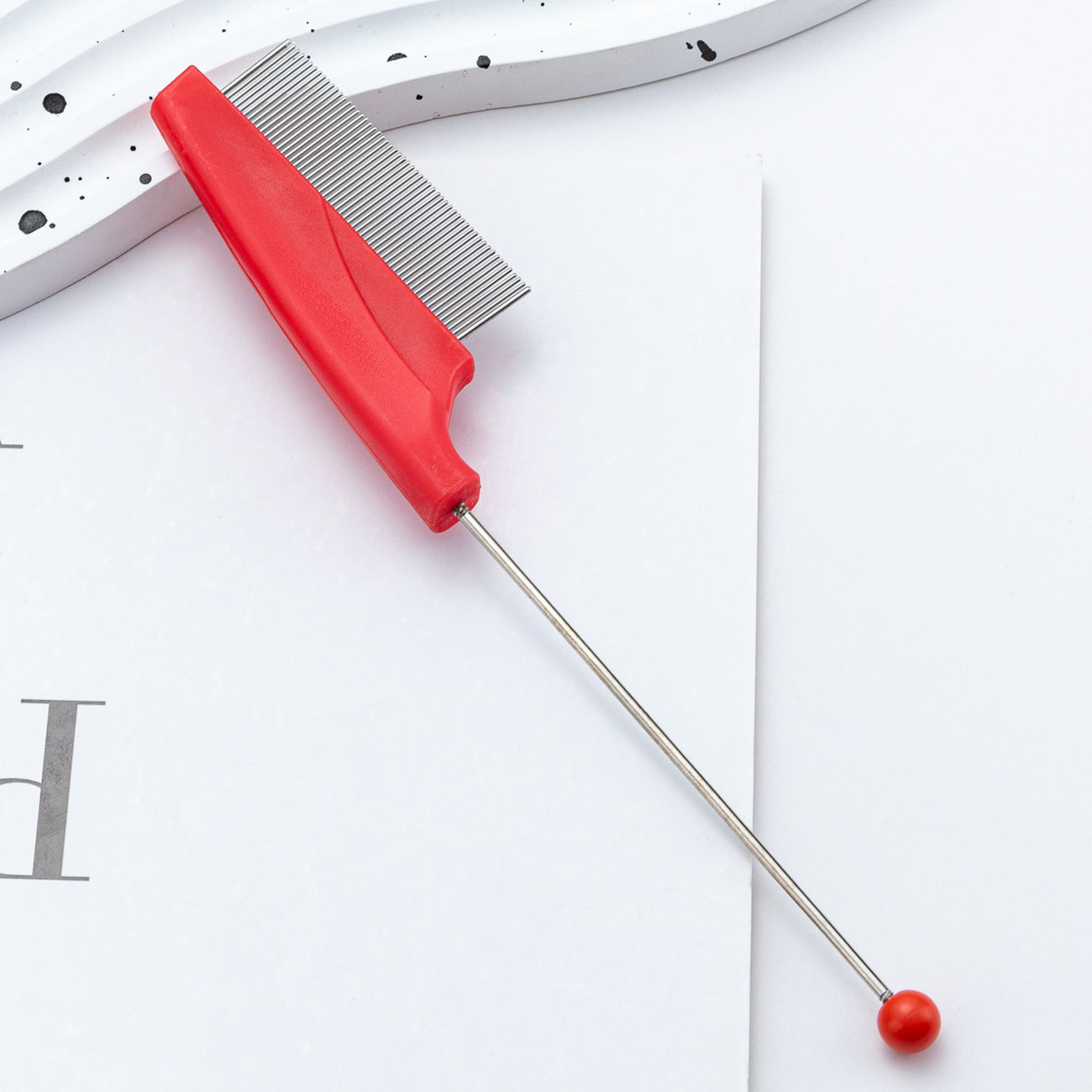 DIY beaded pet comb dog cat flea removal comb plastic dense tooth special comb steel needle comb hair removal comb wholesale