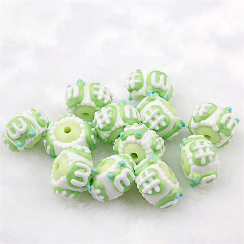 NO, 6 green DIY beads