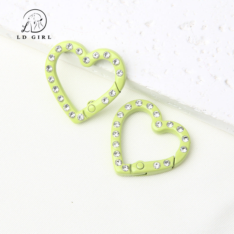 A25mm diamond set, love spring buckle, open ring, DIY jewelry accessories