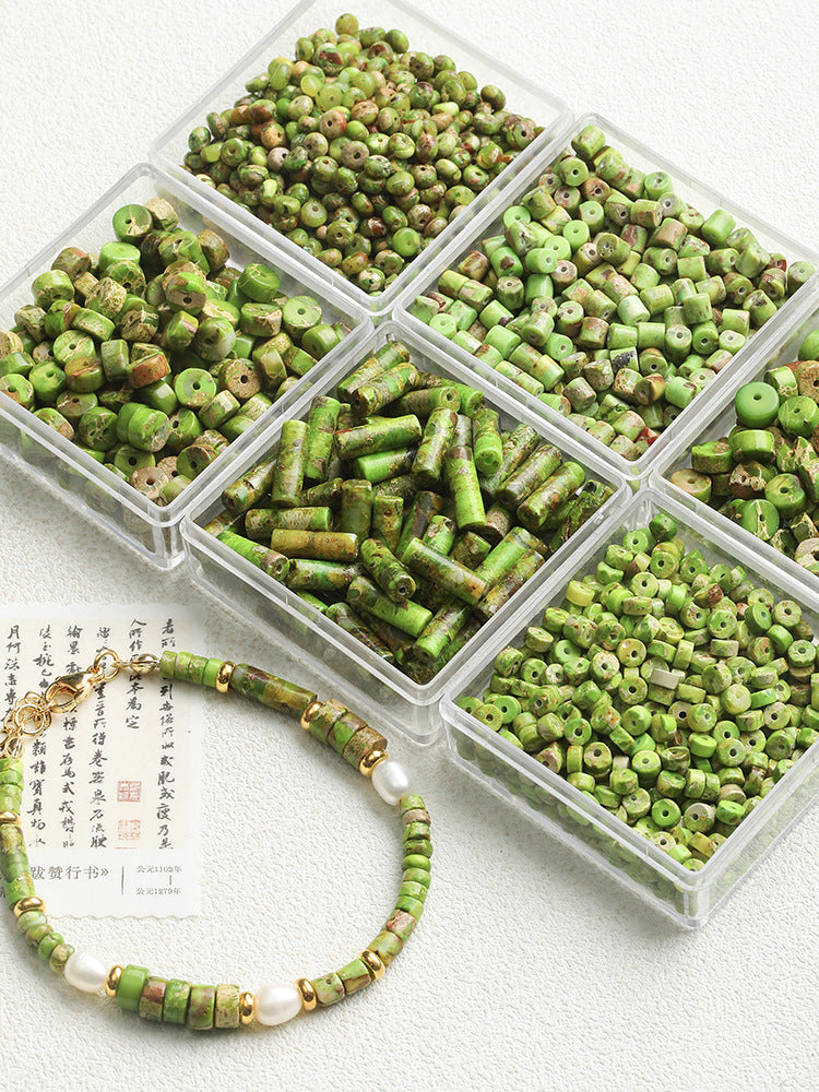 Natural emperor pine/septum/round tube loose beads/DIY accessories【绿浮】