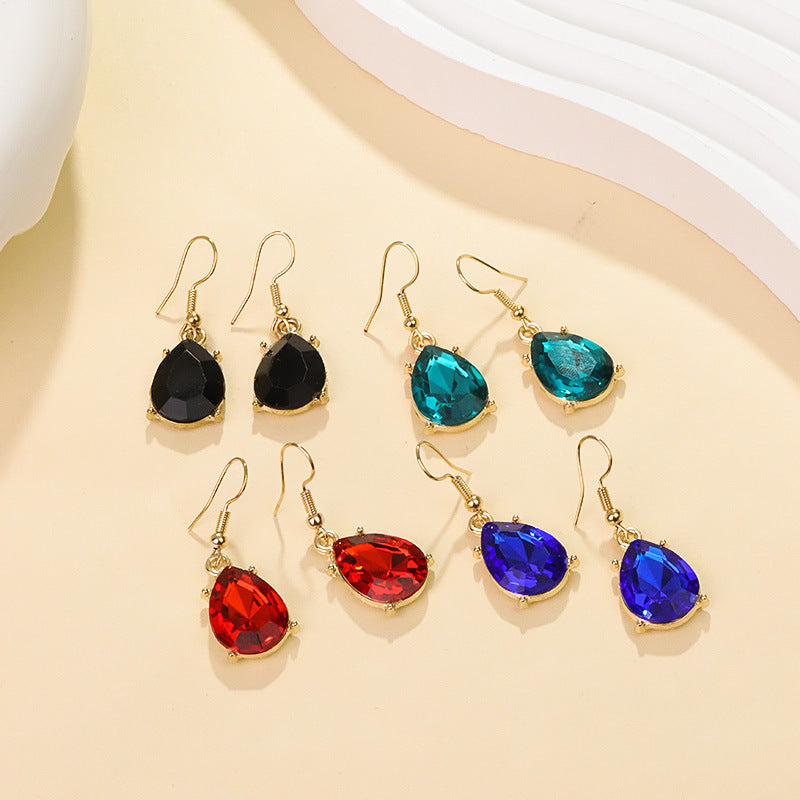 S1,Diamond water drop pendant necklace earring set