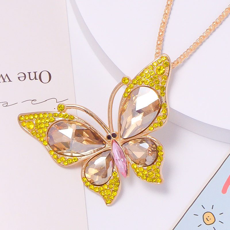 18-Color Stone Diamond Butterfly Keychain, Necklace