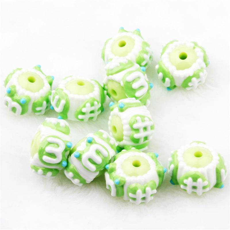 NO, 6 green DIY beads