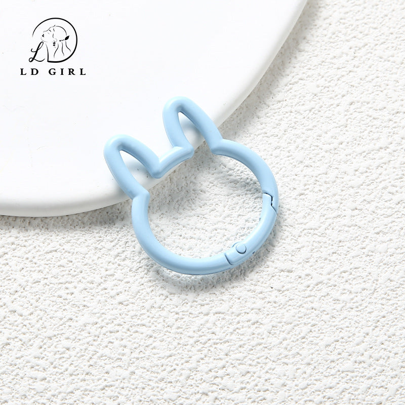 A large rabbit spring buckle, open ring, colorful spring ring