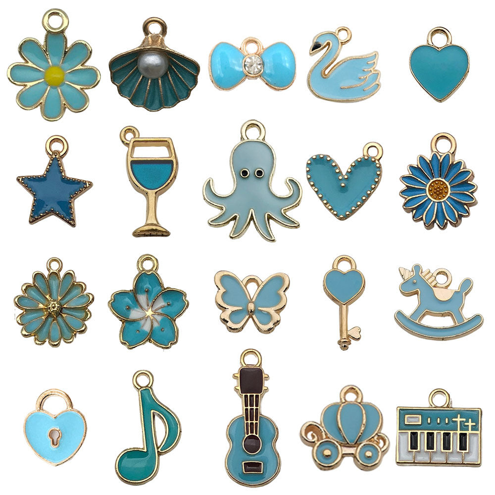 NO. 22-1 Mixed 20lake blue charm metal, alloy