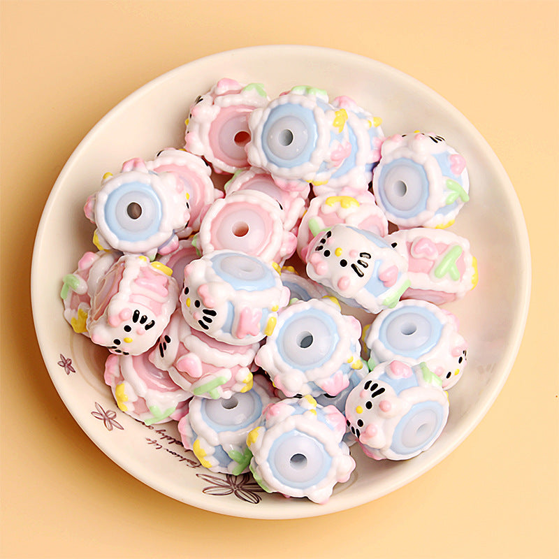 No.3kt cat hand-painted beads/painted beads/string pen DIY/car hanging/mobile phone keychain accessories